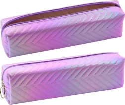 Organizér školské puzdro holografické v jodličkovom vzore fialové 21x6cm