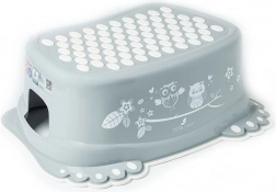 Detské protišmykové stupátko do kúpeľne so sovou – sivé