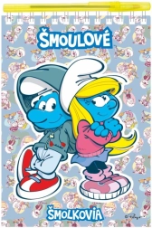 poznámkový blok Šmolkovia s perom, krúžkový linajkovaný a prázdny, 15 × 22 cm