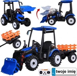 Elektrický traktor pre deti s prívesom a lyžicou 24 V – Modrá