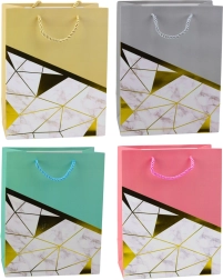 Darčeková taška s geometrickými vzormi a mramorovým efektom 23 x 18 x 10,5 cm