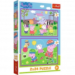 Puzzle 2x24 Peppa na ihrisku - Peppa Pig