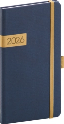Vreckový diár Twill 2026 modro-zlatý