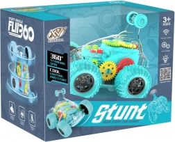 RC auto priesvitné zelené kaskadérske s LED a zvukom