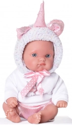 realistická bábika bábätko jednorožec biely 21 cm