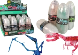 otváracie dinosauřie vajce s kryštalickými figúrkami