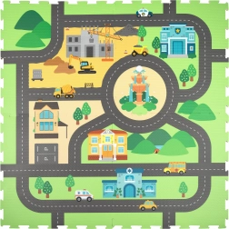 Pena vzdelávacia podložka 120 × 120 cm – mestské ulice, 4 diely HUMBI