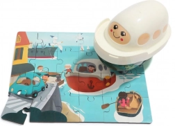 Top Bright drevené puzzle s hračkou loď, 24 dielikov