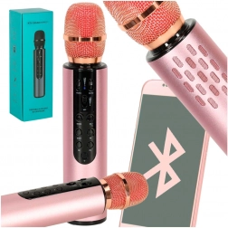 Bezdrôtový karaoke mikrofón s Bluetooth, ružový