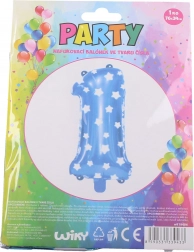 Balónik číslo 1 modrý s hviezdičkami