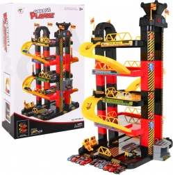 Viacúrovňová parkovacia garáž s pohyblivým výťahom a 10 závodnými autíčkami