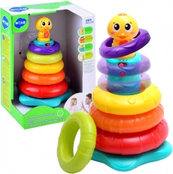 Interaktívna skladacia pyramída s káčatkom, hrajúca a svietiaca