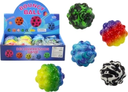 Farebná loptička s výstupkami 6,5 cm – skákacia a stláčacia antistresová hračka
