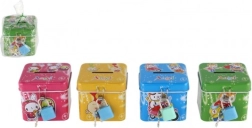 Detská plechová pokladnička so zámkom