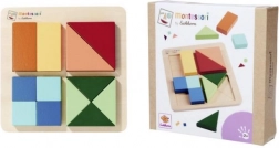 Montessori štvorcové drevené puzzle – geometrická skladačka so 4 štvorcami