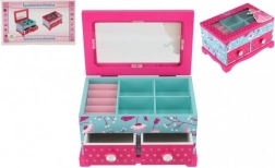 Drevená šperkovnica Princess s 2 zásuvkami a zrkadlom