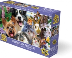 3D puzzle – usmievajúce sa domáce zvieratá, 100 dielikov