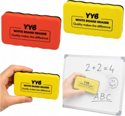 Magnetická stierka na suchostierateľnú tabuľu z peny a filcu žltá 10,5 cm - 1 kus