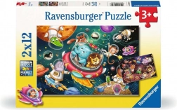 Puzzle Zvieratká vo vesmíre 2x12 dielikov Ravensburger