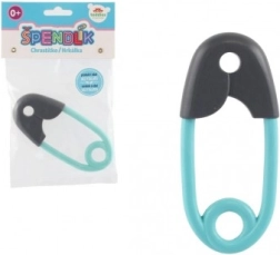 Detská hrkálka špendlík šedo-tyrkysová