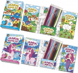 Omaľovánky s 12 pastelkami v praktickom puzdre