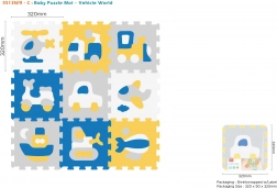 Pena puzzle podložka s dopravnými prostriedkami 9 ks, EVA, 3D skladanie pre deti 10m+