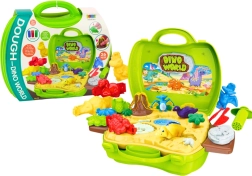 plastelína svet dinosaurov v kufríku – formičky a nástroje, zelená