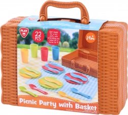 Piknikový košík s riadom pre deti, 22 dielov