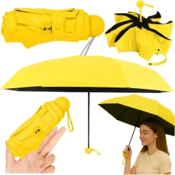 Kompaktný skladací dáždnik s UV ochranou UPF 50+ žltý 90 cm s puzdrom
