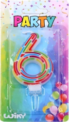 Párty tortová sviečka číslo 6 – čiarky