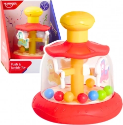 Interaktívny kolotoč bábovka s guľôčkami pre bábätko červený