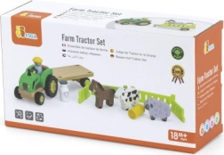 Drevený traktor s farmárskymi zvieratami Viga Toys
