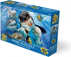 3D puzzle usmievajúce sa morské zvieratá 100 dielikov