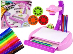 Detský projektor stolný ružový na kreslenie s fixkami a úložným priestorom