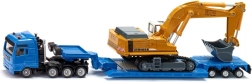 Nákladné auto s nízkoložným prívesom a pásovým bagrom 1:87