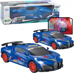 Interaktívne športové auto so senzorom prekážok, so svietiacou LED guľou a otáčaním o 360°, modré