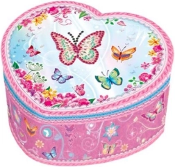 Hracia skrinka v tvare srdca s motýlikmi