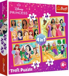 Puzzle 4 v 1 – rozprávkové príbehy PRINCESS DISNEY