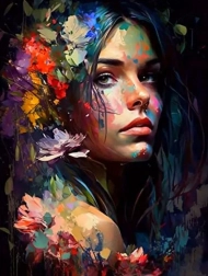 Diamantové maľovanie farebný portrét ženy 30 × 40 cm