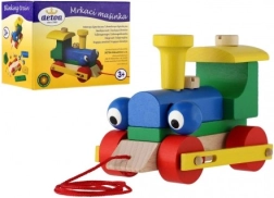 Detoa žmurkacia ťahacia mašinka z dreva