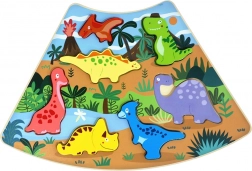 Drevené vkladacie puzzle dinosaury – prepojiteľná sada