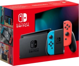 Nintendo Switch konzola s neónovo modrým a červeným Joy-Con