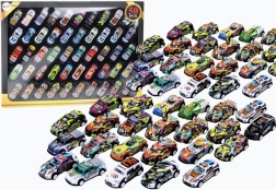 Sada farebných kovových autíčok s pohonom – 50 ks