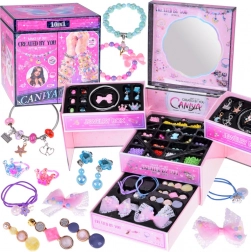 Rozkladacia šperkovnica pre deti s korálikmi a ozdobami do vlasov