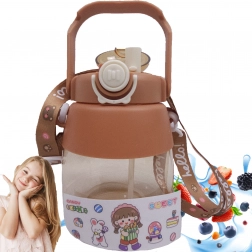 Športová fľaša so slamkou a popruhom 1 l