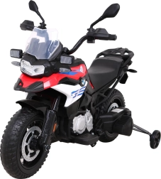 Detská elektrická motorka BMW F850 GS, červená, EVA kolesá, LED svetlá, pomalý štart