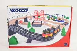 Woodyland drevená vláčiková dráha s elektrickou lokomotívou a mostom