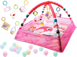 Edukačná podložka s oblúkmi a loptičkami ružová