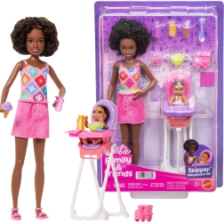 Barbie Opatrovateľka Skipper s bábätkom a jedálenskou stoličkou