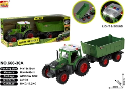 Traktor s prívesom so svetelnými a zvukovými efektmi